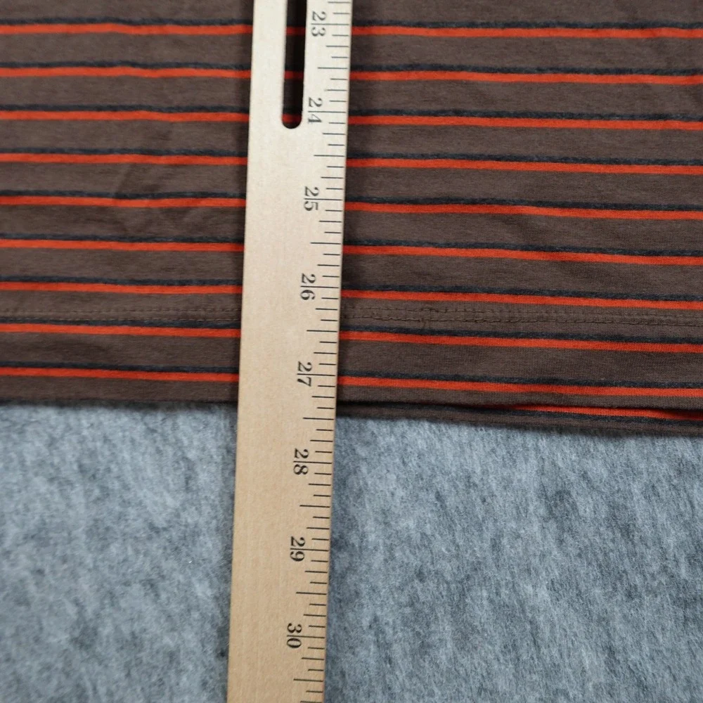 Banana Republic Shirt Mens Small Brown Orange Striped Cotton Long Sleeve Polo
